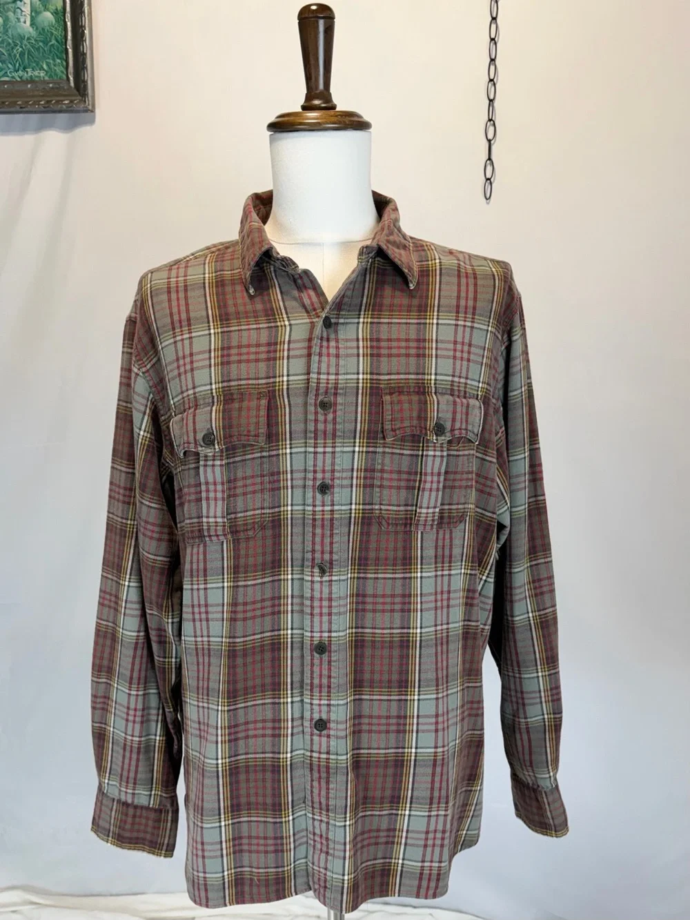 VINTAGE 90s Polo Ralph Lauren plaid flannel button down mens shirt cotton XXL